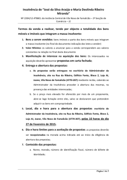 Insolvência de “José da Silva Araújo e Maria Deolinda Ribeiro
