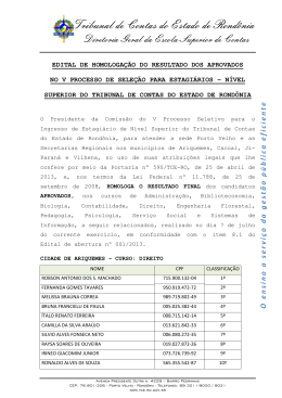 Edital de homologação do resultado dos aprovados - TCE-RO