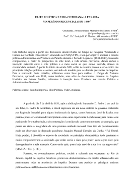 A PARA&Iacute;BA NO PER&Iacute;ODO REGENCIAL