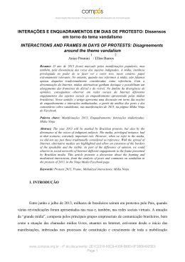 INTERAÇÕES E ENQUADRAMENTOS EM DIAS DE PROTESTO