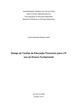 Design de Tarefas de Educa&ccedil;&atilde;o Financeira para o 6&ordm; ano do Ensino