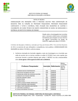 hologa&ccedil;&atilde;o das inscri&ccedil;&otilde;es para a sele&ccedil;&atilde;o bolsistas fnde