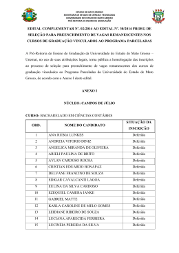 Edital complementar 002/2014 ao Edital n&ordm; 30/2014