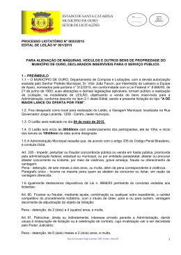 ESTADO DE SANTA CATARINA MUNIC&Iacute;PIO DE OURO