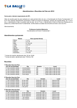 Reuniões e atendimentos aos pais do EFI