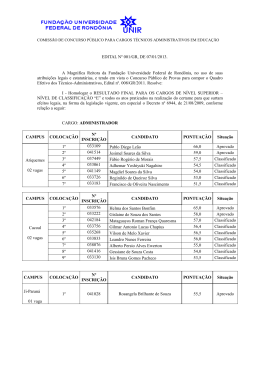 Edital n&ordm; 008/GR - Resultado Final para os cargos de N&iacute;vel Superior