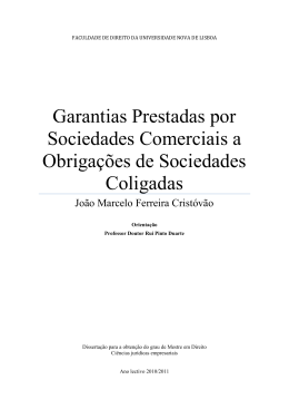 Garantias Prestadas por Sociedades Comerciais a