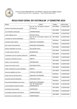 resultado geral do vestibular 1&ordm; semestre 2016