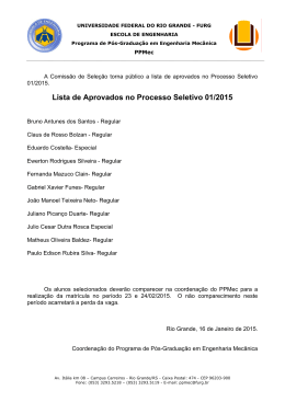 Lista de Aprovados no Processo Seletivo 01/2015 - PPMec
