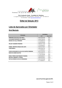 Edital de Sele&ccedil;&atilde;o 2013 Lista de Aprovados por Orientador