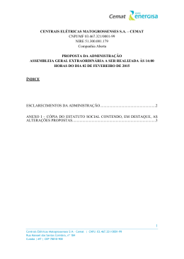 Proposta da Administra&ccedil;&atilde;o - Investidores