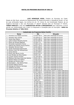 EDITAL DO PROCESSO SELETIVO N&ordm; 006/15 LUIZ HENRIQUE