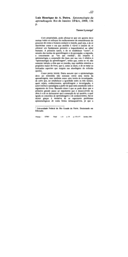 Luiz Henrique de A. Dutra. Epistemologia da