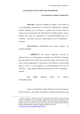 A Lei 8429/92 e seus aspectos pol&ecirc;micos