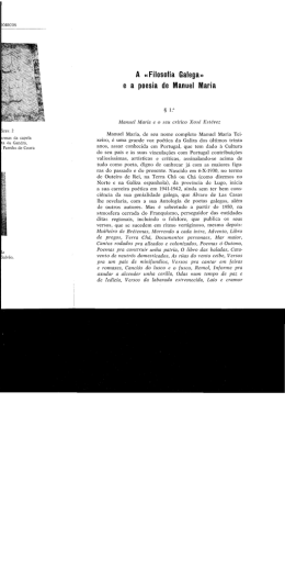 A &laquo;Filosofia Galega&raquo; e a poesia de Manuel Maria