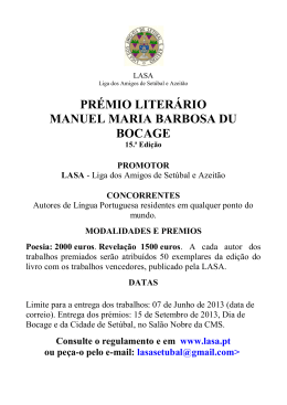 PRÉMIO LITERÁRIO MANUEL MARIA BARBOSA DU BOCAGE 15.ª