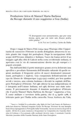 Produzione lirica di Manuel Maria Barbosa du Bocage durante il suo