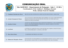 Dia: 04/09/2012 – Departamento de Pedagogia – Sala 1
