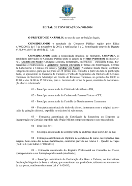 Edital de convocação nº 016/2014 - Médico plantonista