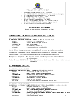 PROCESSOS EM PAUTA - Tribunal Regional Eleitoral do Cear&aacute;
