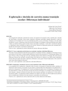 Explora&ccedil;&atilde;o e decis&atilde;o de carreira numa transi&ccedil;&atilde;o escolar