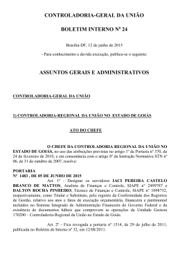 Edi&ccedil;&atilde;o n&ordm; 24, de 12 de junho de 2015 - Controladoria