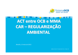 ACT entre OCB e MMA CAR – REGULARIZAÇÃO AMBIENTAL
