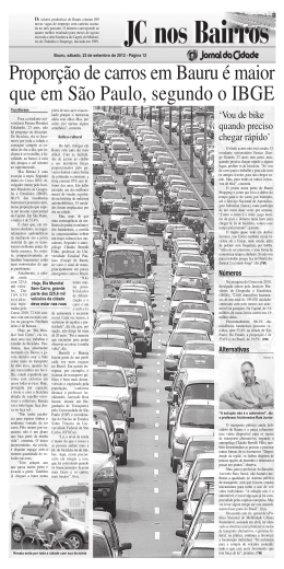 Propor&ccedil;&atilde;o de carros em Bauru &eacute; maior que em S&atilde;o Paulo, segundo