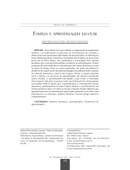 FAM&Iacute;LIA E APRENDIZAGEM ESCOLAR