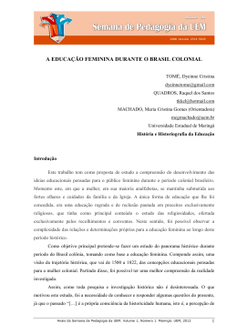 A EDUCA&Ccedil;&Atilde;O FEMININA DURANTE O BRASIL COLONIAL