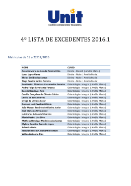 4&ordm; CHAMADA DE EXCEDENTE Gradua&ccedil;&atilde;o 2016.1