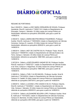 RESUMO DE PORTARIAS: Nos 2.304/2014 - Deferir a LENY