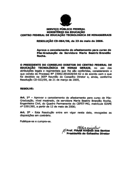 Aprova o cancelamento do afastamento para - CEFET