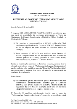 S&R Concursos e Pesquisas Ltda. REFERENTE AO CONCURSO
