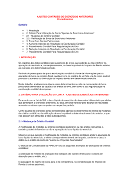 Ajustes Cont&aacute;beis de Exerc&iacute;cios Anteriores