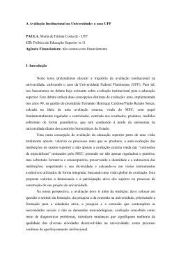 A Avaliação Institucional na Universidade: o caso UFF PAULA