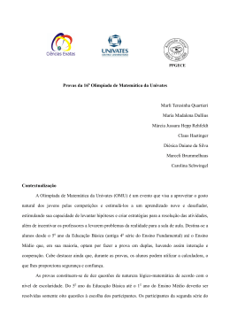Provas da 16&ordf; Olimp&iacute;ada de Matem&aacute;tica da Univates