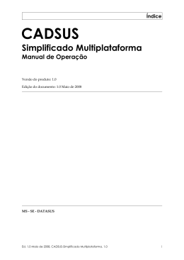 &Iacute;ndice CADSUS Simplificado Multiplataforma Manual de Opera&ccedil;&atilde;o