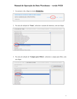 Manual de Operação do Data Warehouse – versão WEB