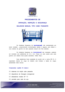 Manual de Opera&ccedil;&atilde;o Balancim Mec&acirc;nico