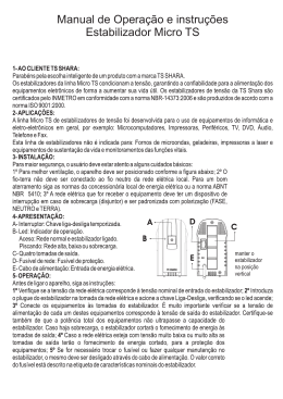 Manual de Operação e instruções Estabilizador Micro TS