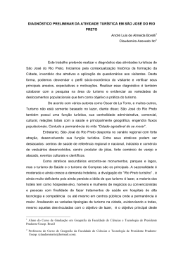 DIAGN&Oacute;STICO PRELIMINAR DA ATIVIDADE TUR&Iacute;STICA EM S&Atilde;O