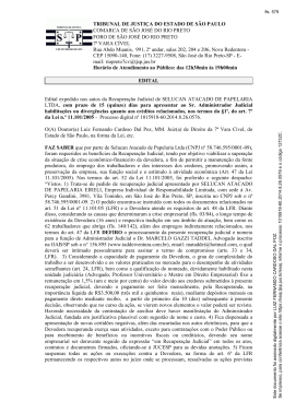 Edital Rela&ccedil;&atilde;o de Credores apresentado pela Recuperanda