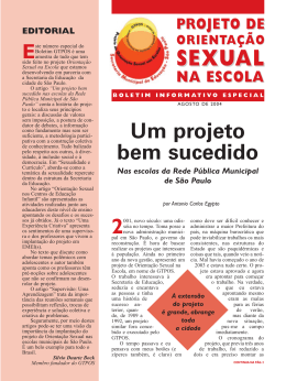 boletim especial - Projeto Orienta&ccedil;&atilde;o Sexual nas Escolas