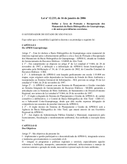 Lei n&ordm; 12233. Lei Espec&iacute;fica Guarapiranga