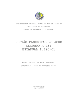 GEST&Atilde;O FLORESTAL NO ACRE SEGUNDO A LEI ESTADUAL
