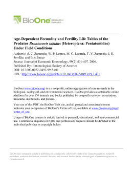 Age-Dependent Fecundity and Fertility Life Tables of the Predator