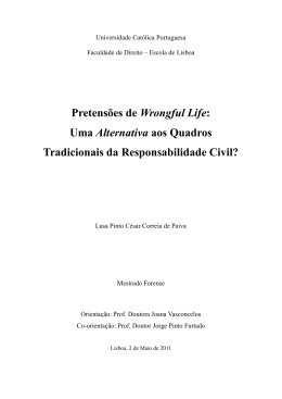 Pretensões de Wrongful Life - Repositório Institucional da