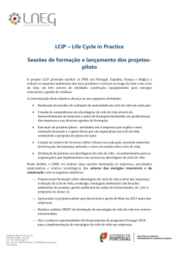 LCiP – Life Cycle in Practice Sessões de formação e lançamento