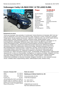 Volkswagen Caddy Life MAXI DSG 1.6 TDI LANG KLIMA Preço
